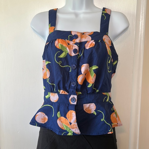 ModCloth - Orange Print Peplum Top - Picture 7 of 7